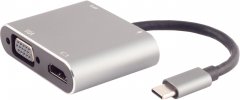 USB-C Dock 4in1 HDMI 1.4 4K30Hz VGA 1080p USB-A USB-C PD Plug Play grau - Adapter 8-Pin auf 3,5mm