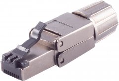 RJ-45 Stecker, werkzeuglos, quick, STP, Cat. 8.1, schwarz - Schneidklemme \(LSA\) auf RJ-45 Stecker