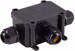 Outdoor Kabelverbinder Box, IP68, 1x2, schwarz - 4mm, 122 x 83 x 40, 62 x 51mm, 4 - 12mm - IP68