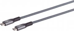 USB-C® Verbindungskabel USB4 Gen 3x2 Pro 40Gbps PD 240W DP 2.0 grau 0,25m - USB-C® Stecker auf