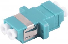 LWL-Verbinder, LC-LC, Duplex, aqua - LC-Duplex Buchse auf LC-Duplex Buchse, Keramik, Multimode, OM3