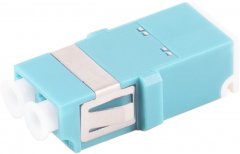 LWL-Verbinder, LC-LC, Shutter, Duplex, aqua - LC-Duplex Buchse auf LC-Duplex Buchse, Keramik, OM3