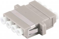 LWL-Verbinder, LC-LC, Quad, beige - LC-Quad Buchse auf LC-Quad Buchse, Keramik, Multimode - LC-Quad