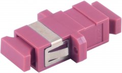 LWL-Verbinder, SC-SC, Simplex, violett - SC-Simplex Buchse auf SC-Simplex Buchse, Keramik, OM4