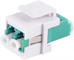 LWL-Keystone Verbinder, LC-LC, Duplex, aqua - LC-Duplex Buchse auf LC-Duplex Buchse, Keramik, OM3