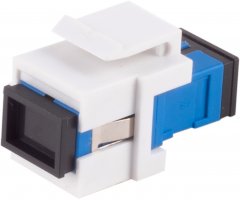 LWL-Keystone Verbinder, SC-SC, Simplex, blau - SC-Simplex Buchse auf SC-Simplex Buchse, Keramik