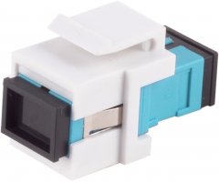 LWL-Keystone Verbinder, SC-SC, Simplex, aqua - SC-Simplex Buchse auf SC-Simplex Buchse, Keramik