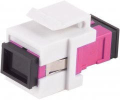 LWL-Keystone Verbinder, SC-SC, Simplex, violett - SC-Simplex Buchse auf SC-Simplex Buchse, Keramik