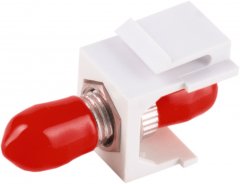 LWL-Keystone Verbinder, ST-ST, Simplex, MM, rot - ST-Simplex Buchse auf ST-Simplex Buchse, Keramik