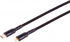 BlackCotton USB-C auf Apple 8-Pin Lightning Kabel USB 2.0 Textil Schwarz vergoldet 2 m - USB-C® auf
