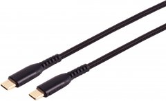BlackCotton USB-C Kabel USB 2.0 Power Delivery PD bis 60W Schnellladen Textil Schwarz 2 m - USB-C®