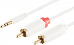 3,5mm TRS auf 2x Cinch-Stecker slim Y-Kabel wei� Kupfer vergoldet 1,5m - Y-Kabel 3,5mm TRS auf 2x