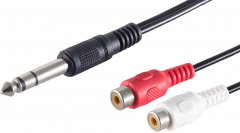 Klinkenstecker 6,3mm TRS auf 2�Cinchbuchse Y-Adapter Stereo L R Mischpult Insert 0,2m - Klinke