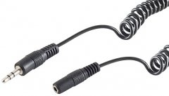 3,5mm Klinken-Verlängerung Spiralkabel Stecker auf Buchse vernickelt schwarz max. 3 m –