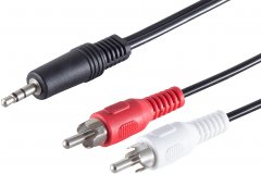 3,5mm Klinken-Stecker Stereo auf 2x Cinch-Stecker vernickelt Kupfergemisch schwarz 1,5m �