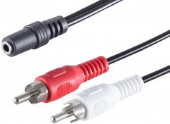 3,5mm Klinken-Buchse auf 2x Cinch-Stecker Stereo vernickelt Kupfergemisch 1,5 m - Y-Adapter, Stereo