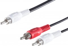Cinch Y-Kabel 1 Stecker auf 2 Stecker Eisen vernickelt Kupfergemisch schwarz 1,5 m - vernickelt