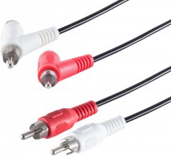 Cinchkabel Family Stereo Stecker Kupplung auf Stecker Eisen vernickelt schwarz 0,5 m - vernickelt
