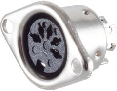 DIN Einbaubuchse 5-polig Metall l�tbar schwarz Metallgeh�use - DIN Einbaubuchse Metall, 5-polig