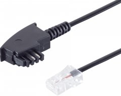 Telefonkabel TAE-F-Stecker Western-Stecker 6/4 (Siemens) 10 m schwarz - TAE-F auf Western 6/4