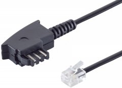 Telefonkabel TAE-F-Stecker Western-Stecker 6/4 (Import) 6 m schwarz - TAE-F auf Western 6/4 Import