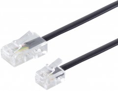 Telefonkabel Western-Stecker 8/4 Western-Stecker 6/4 (ISDN) 15 m schwarz - Western 8/4 auf Western