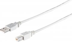 USB-A Adapterkabel, USB-B, 2.0, grau, 1,8m - USB-A Stecker auf USB-B Stecker, 480 Mbit/s, Hi-Speed