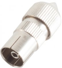 Koaxial-Winkelstecker, Schraubanschlu� - IEC Koaxialkupplung, Metall, Schraubanschluss, 75 Ohm