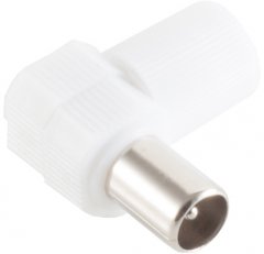 Koaxial-Winkelkupplung - IEC Koaxial-Winkelstecker, 90�, Kunststoff, Schraubanschluss - 90�-Winkel,