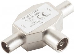 T-Verteiler, 2x Stecker und 1x Kupplung - Koaxial T-Verteiler, 2x Stecker und 1x Kupplung, SAT