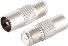 IEC-Stecker auf F-Buchse - IEC-Stecker auf F-Buchse, vergoldet, 75 Ohm, SAT/BK - IEC auf F-Buchse