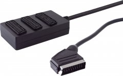 Scart-Verteiler 3fach, vollverschaltet, 0,5m - SCART-Stecker auf 2x SCART-Buchse, Verteiler