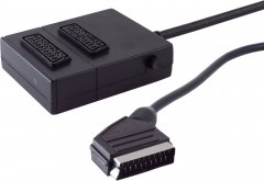 Scart-Verteiler, 2-fach, UmschaltBOX -mit Schalter - SCART-Buchse auf 3x SCART-Buchse, Verteiler
