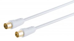 Antennenkabel, vergoldet, >100 dB, weiß, 5m - IEC-Stecker auf IEC-Kupplung, >100 dB, vergoldet