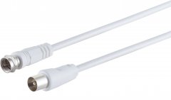 F-Stecker/ Koax-Stecker, 3c2v, >80 dB, weiß 5m - F-Stecker auf IEC Koaxstecker, SAT auf TV, DVB-S/T,