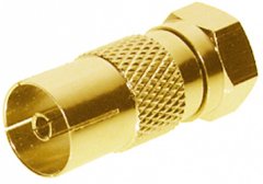 IEC-Buchse auf F-Stecker, vergoldet - TV IEC-Buchse auf F-Stecker Adapter, DVB-T auf SAT, Koaxial