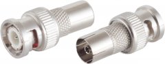 BNC - Stecker auf IEC - Kupplung - BNC-Kupplung auf F-Stecker, 75 Ohm, Adapter, Metall