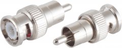 BNC - Stecker auf Cinchstecker - BNC-Stecker auf Cinch-Buchse, 75 Ohm, Adapter, Metall