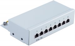 Patchpanel Cat.5E, 8-Port, grau, RJ-45, Netzwerkschrank - Patchpanel Cat.5E, 8-Port, 19, grau