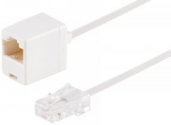 Telefonkabel Western-Stecker 8/4 Western-Kupplung 8/4 6 m wei� - Western 6/4 auf Western-Kupplung