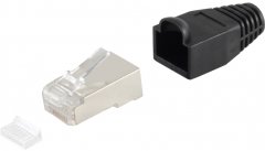RJ45-Stecker Cat.5/6, Einf�hrh. und Knickschutzt�lle, schwarz - RJ45-Stecker Cat.5/6, Einf�hrhilfe