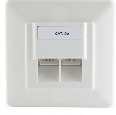 Cat.5E-Anschlu�dose, 2-fach, Unterputz, RJ-45 - Cat.5E-Dose 2-fach, RJ45 Unterputz, Gigabit