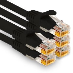 1aTTack LAN-Kabel 1m Cat7 UTP Patch-Ethernetkabel 10 Gb/s RJ45 Stecker CAT6a 5x schwarz