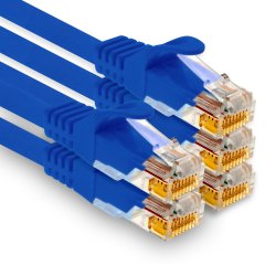 1aTTack LAN-Kabel 1.5m Cat7 UTP Patch-Ethernetkabel 10 Gb/s RJ45 Stecker CAT6a 5x blau