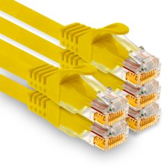 1aTTack LAN-Kabel 0.25m Cat7 UTP Patch-Ethernetkabel 10 Gb/s RJ45 Stecker CAT6a 5x gelb