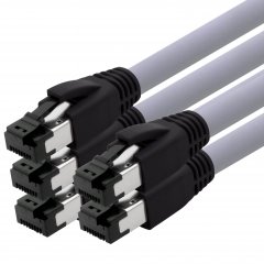 1CONN Cat8 LAN Kabel Ethernet 5x 1m SFTP PiMF LSZH 40Gb/s 2000MHz RJ45 Patchkabel grau