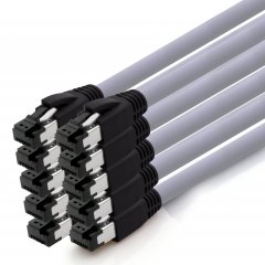 1CONN Cat8 LAN Kabel Ethernet 10x 0,25m SFTP PiMF LSZH 40Gb/s 2000MHz RJ45 Patchkabel grau