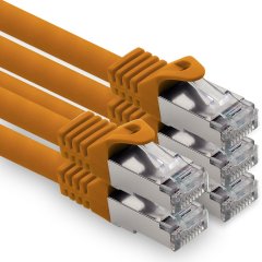 1CONN CAT.7 LAN Kabel 0,25m Netzwerkkabel S-FTP LSZH PiMF 10GB/s RJ45 Cat6a Stecker orange 5 x