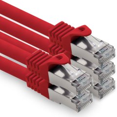 1CONN CAT.7 LAN Kabel 1,0m Netzwerkkabel S-FTP LSZH PiMF 10GB/s RJ45 Cat6a Stecker rot 5 x