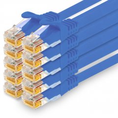 1CONN Cat.7 Lan- Netzwerk- Patch- Kabel 1,5m RJ45 CAT6a Stecker 10Gb/s 10x blau